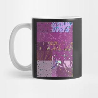 Plum textiles, mixed media, fiber art, purple, pink, blue, lavender, orange, green Mug